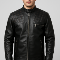 جاكيت جلد مبطن فرو